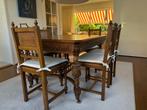 Eettafel en stoelen, massief hout, karakter, Huis en Inrichting, Tafels | Eettafels, Ophalen, Gebruikt, 100 tot 150 cm, Eikenhout