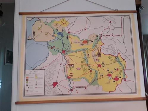 Schoolplaat Overijssel.Hengelo,Zwolle,Tubbergen,Ommen,Borne., Antiek en Kunst, Antiek | Schoolplaten, Aardrijkskunde, Ophalen of Verzenden