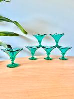 6 vintage zeegroene Italiaanse Fidenza ijscoupes, Antiek en Kunst, Ophalen of Verzenden