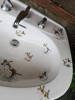Franse wastafel op zuil prachtig decor met heel veel vogels, Ophalen