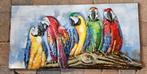 PAPEGAAIEN / metalen schilderij / OPRUIMING