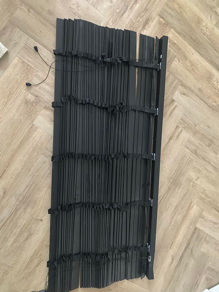 Zwarte houten jaloezie, Huis en Inrichting, Stoffering | Gordijnen en Lamellen, Gebruikt, Zwart, 150 tot 200 cm, Ophalen of Verzenden