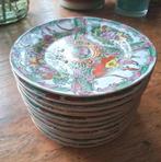 11 kantonees porselein bordjes. Servies gebaksbordjes., Antiek en Kunst, Ophalen of Verzenden