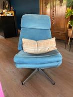 Vintage Havberg draaifauteuil blauw ribstof, Ophalen, Gebruikt, Blauw, Eén
