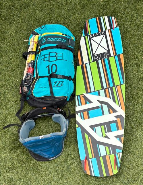 North kitesurf set rebel 10m en board xride, Watersport en Boten, Kitesurfen, Gebruikt, 10 m², Twintip, Ophalen of Verzenden