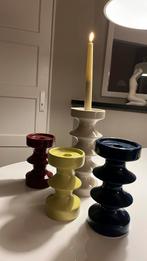 Set gekleurde kandelaars, Huis en Inrichting, Woonaccessoires | Kandelaars en Kaarsen, Ophalen, Overige materialen, Zo goed als nieuw