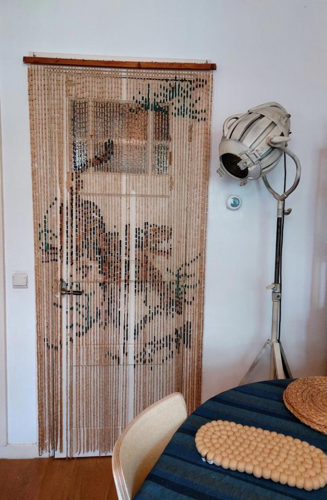 Antiek vintage kralengordijn bamboo tijger, Verzamelen, Retro, Huis en Inrichting, Ophalen