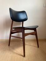 Retro eetkamerstoel zwarte zitting houten frame, Ophalen, Gebruikt, Zwart, Hout