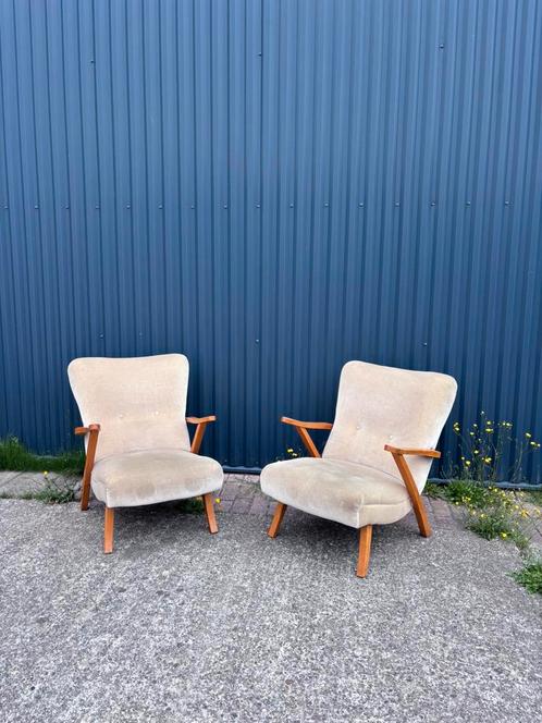 Vintage stoel fauteuil easy chair setprijs, Huis en Inrichting, Fauteuils, Gebruikt, 75 tot 100 cm, Ophalen