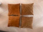 4 Okergele Sierkussens van Leen Bakker, Huis en Inrichting, Woonaccessoires | Kussens, Ophalen, Zo goed als nieuw, Geel, Vierkant