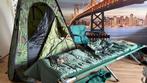 Camouflage tent , opvouwbaar veldbed, 2opvouwbare stoeltjes,, Ophalen, Nieuw