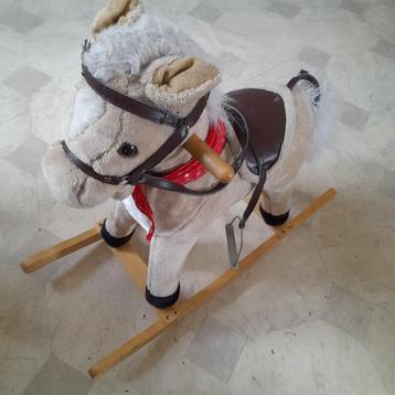 Hobbelpaard Hout Beige/Bruin/Zwart Met Geluid - 64CM Hoog beschikbaar voor biedingen