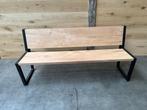 Exclusief Mahonie  houten tuinbank zitbank met stalen frame., Hout@hameren.nl, Hertog van beijerenstraat 2a, Nieuw, Ophalen of Verzenden