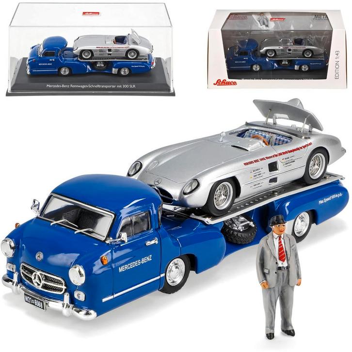 Rennwagen + 300 SLR Mercedes Benz +Figuur Schaal 1:43, Hobby en Vrije tijd, Modelauto's | 1:43, Nieuw, Auto, Schuco, Ophalen of Verzenden
