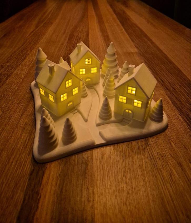 3D Geprint Winterdorp met Lichtjes, Huis en Inrichting, Woonaccessoires | Overige, Nieuw, Ophalen of Verzenden