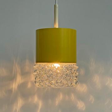 vintage design LAMP geel metaal bubbelglas Staff Leuchte MCM beschikbaar voor biedingen