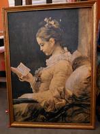 Lezende vrouw (prent met lijst), Ophalen of Verzenden, Zo goed als nieuw, Voor 1940, Prent