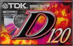Cassette TDK D 120 Nieuw.  Geseald in Folie, Ongebruikt., Cd's en Dvd's, Cassettebandjes, 1 bandje, Ophalen of Verzenden, Origineel