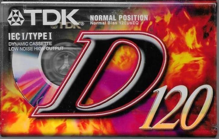 Cassette TDK D 120 Nieuw.  Geseald in Folie, Ongebruikt., Cd's en Dvd's, Cassettebandjes, Nieuw in verpakking, Origineel, Pop