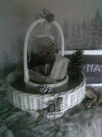 Vintage Grote witte mand met dubbele ring,  en handsvat, Ophalen