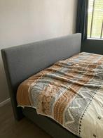 Bed kopschot bekleed grijze stof (Pullman), Ophalen, Tweepersoons, Zo goed als nieuw, Overige maten