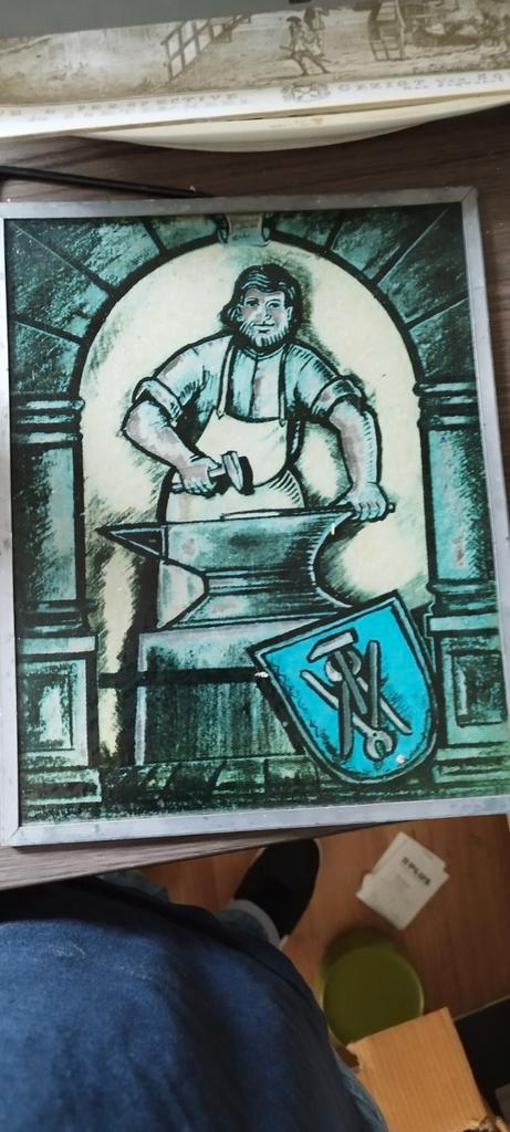 Glas-in-lood raam - Smid, Antiek en Kunst, Antiek | Wandborden en Tegels, Ophalen