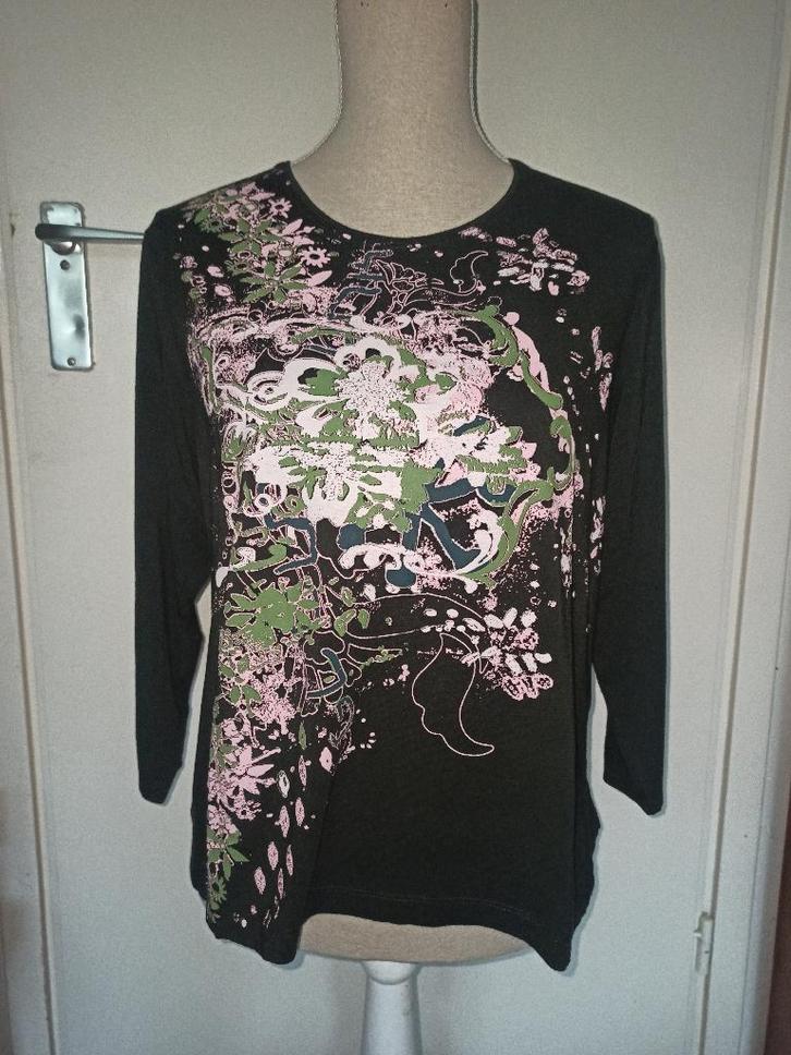 Trendy donkergroen longsleeve shirt met print van FSR mt 44, Kleding | Dames, T-shirts, Zo goed als nieuw, Maat 42/44 (L), Groen