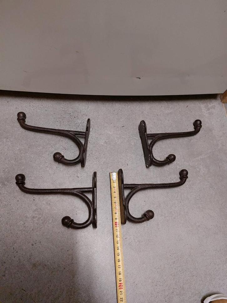 Oude antieke gietijzeren jashaken hoedhaken, Huis en Inrichting, Woonaccessoires | Kapstokken, Gebruikt, Wandkapstok, Minder dan 100 cm