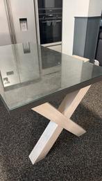 Moderne Eettafel met Glazen Blad, Huis en Inrichting, Tafels | Eettafels, 100 tot 150 cm, Ophalen of Verzenden, 150 tot 200 cm