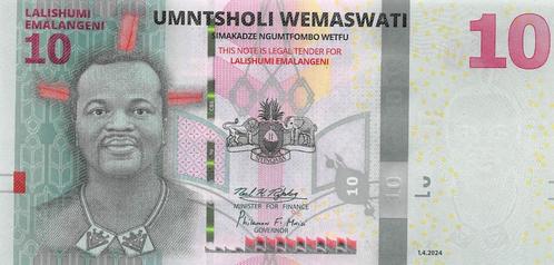 Eswatini 10 Emalangeni 2024 Unc pn 44 Aa, Postzegels en Munten, Bankbiljetten | Afrika, Los biljet, Overige landen, Ophalen of Verzenden