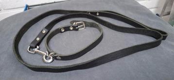 Leren halsband 40cm incl riem 145cm , 1,5cm breed beschikbaar voor biedingen