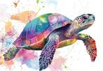Aquarel Zeeschildpad fotobehang, Ook op maat, Muurdeco4kids, Verzenden, Nieuw, Wanddecoratie
