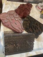 Vier traditionele oude Batik stempels, Antiek en Kunst, Curiosa en Brocante, Ophalen of Verzenden