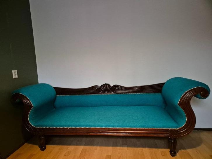 Bank, Huis en Inrichting, Banken | Bankstellen, Gebruikt, Rechte bank, Tweepersoons, 200 tot 250 cm, Minder dan 75 cm, Hout, Ophalen