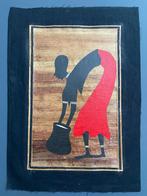Original woodcut print - one figure folk art, Ophalen