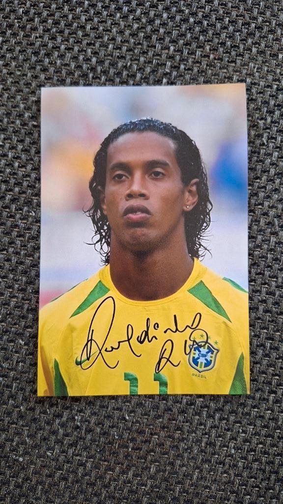 Foto Ronaldinho met handtekening (print) # Brazilie, Verzenden, Nieuw, Buitenlandse clubs, Overige typen
