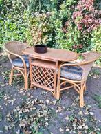 Vintage Rotan Bistro Set - Jaren 70, Huis en Inrichting, Tafels | Bijzettafels, Overige materialen, Gebruikt, Vintage, 55 tot 75 cm