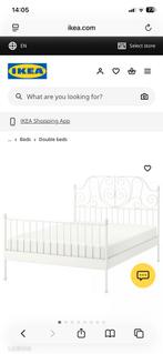 IKEA Leirvik bed 140x200 + lattenbodem en nachtkastje, Ophalen, Gebruikt, Wit, 140 cm