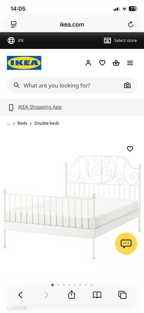 IKEA Leirvik bed 140x200 + lattenbodem en nachtkastje, Huis en Inrichting, Slaapkamer | Bedden, Gebruikt, Twijfelaar, 140 cm, 200 cm