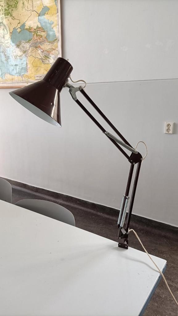 Vintage architectenlamp bruine bureaulamp industrieel design, Huis en Inrichting, Lampen | Tafellampen, Gebruikt, 50 tot 75 cm