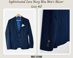 Sophisticated Zara Navy Blue Men's Blazer (size 46), Ophalen of Verzenden, Zo goed als nieuw, Maat 46 (S) of kleiner, Blauw