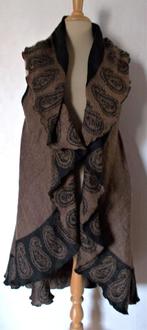 2 zijdig draagbare zwart/bruine wol mix poncho/vest! M/L, Verzenden, Zo goed als nieuw, Maat 38/40 (M), Bruin