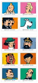 10 postzegels van Kuifje uit 2014 - Hergé - Bpost België, Verzamelen, Stripfiguren, Nieuw, Ophalen of Verzenden, Kuifje, Gebruiksvoorwerp