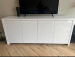 Hoogglans wit dressoir 210 cm breed greeploos, Ophalen, Greeploos hoogglans, Zo goed als nieuw, 200 cm of meer