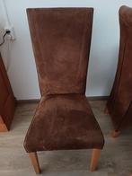 Vier eetkamerstoelen suede, Huis en Inrichting, Stoelen, Ophalen, Gebruikt, Bruin, Vier