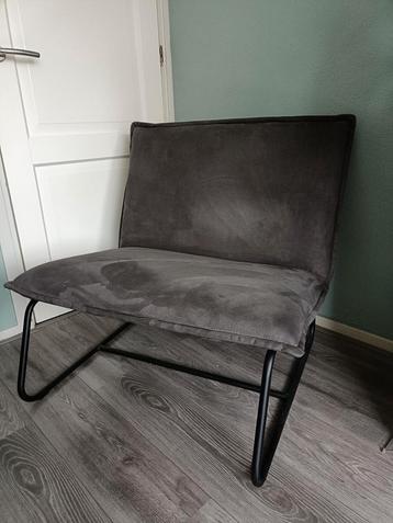 Velvet fauteuil, grijs, antraciet, zonder leuning beschikbaar voor biedingen