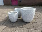 Bloempotset Roman Lichtgrijs (set van 3), Ophalen, Rond, Zo goed als nieuw, Minder dan 25 cm