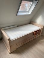 Steigerhouten Bed met Uitschuifbed en Lades, Ophalen, Gebruikt, 90 cm, Eenpersoons