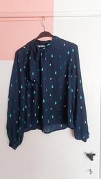 Donker blauwe blouse met druppelpatroon van Harkel, Maat 42/44 (L), Harkel, Gedragen, Verzenden