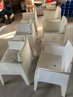Witte kunststof stoelen - set van 6, Huis en Inrichting, Stoelen, Ophalen, Kunststof, Gebruikt, Wit
